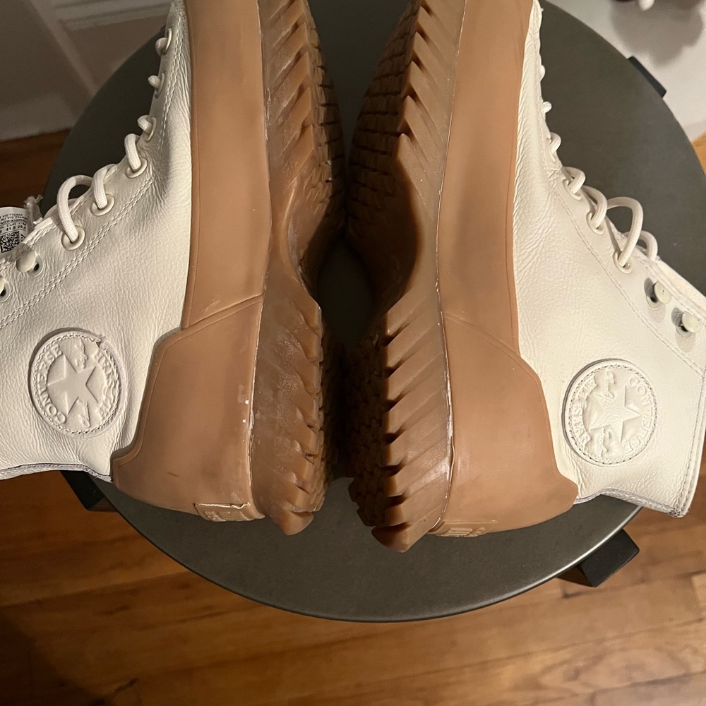 Converse Women's Cream and Tan High-Top Sneakers - Picture 7 of 10